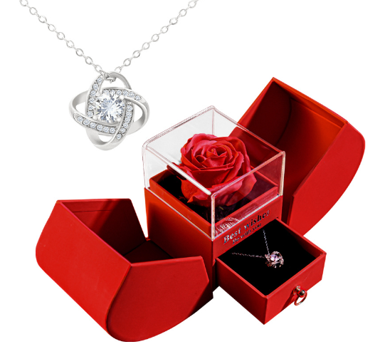 Thumbnail: White Gold Necklace with Real Rose - Simple Design (One Piece)