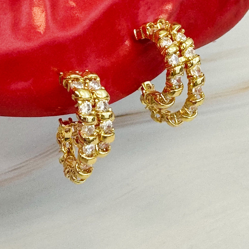 Thumbnail: Spiral Sparkle Double Hoop Earrings