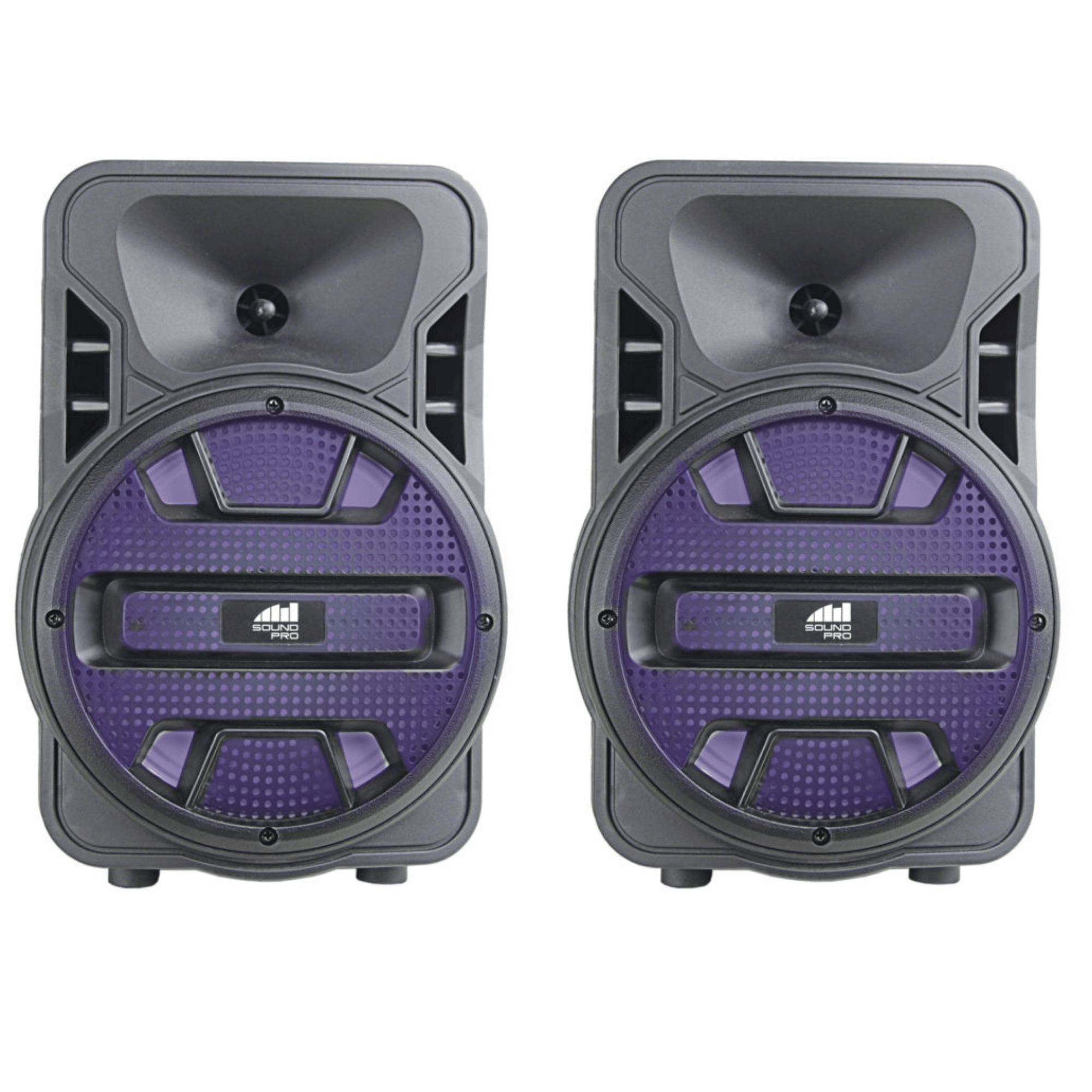 Naxa Dual Eight Inch Bluetooth Party Speakers with Disco Light - Refurbished