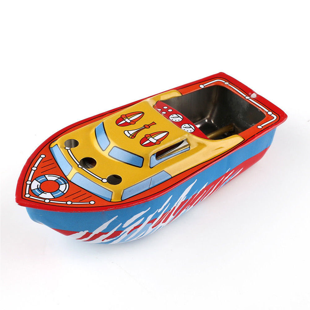 Metal Wind-Up Floating Ship Toy, Decorative Candle Boat