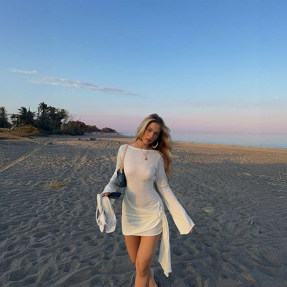 Thumbnail: Vacation All Match Long Sleeved Dress Woolen Women Clothing Summer