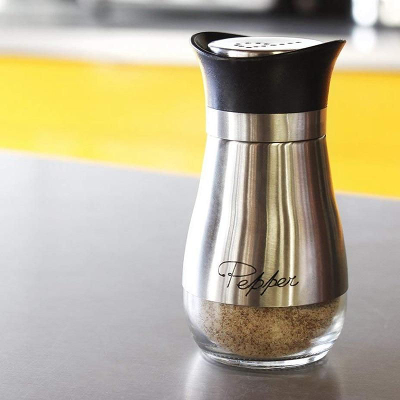 Thumbnail: Stainless Steel and Glass Salt and Pepper Shaker Set, BPA Free