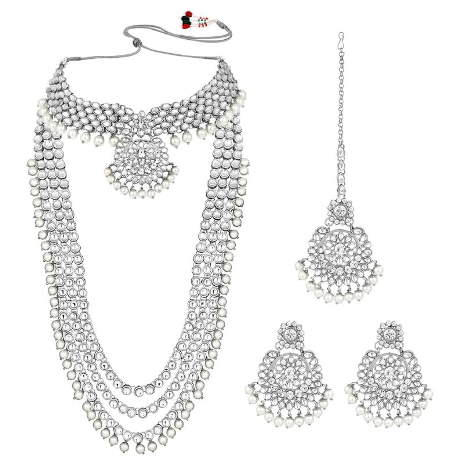Bridal Jewelry Set with Kundan Necklace and Earrings
