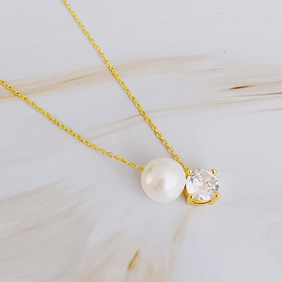 Thumbnail: Women's Single Pearl and Cubic Zirconia Pendant Necklace