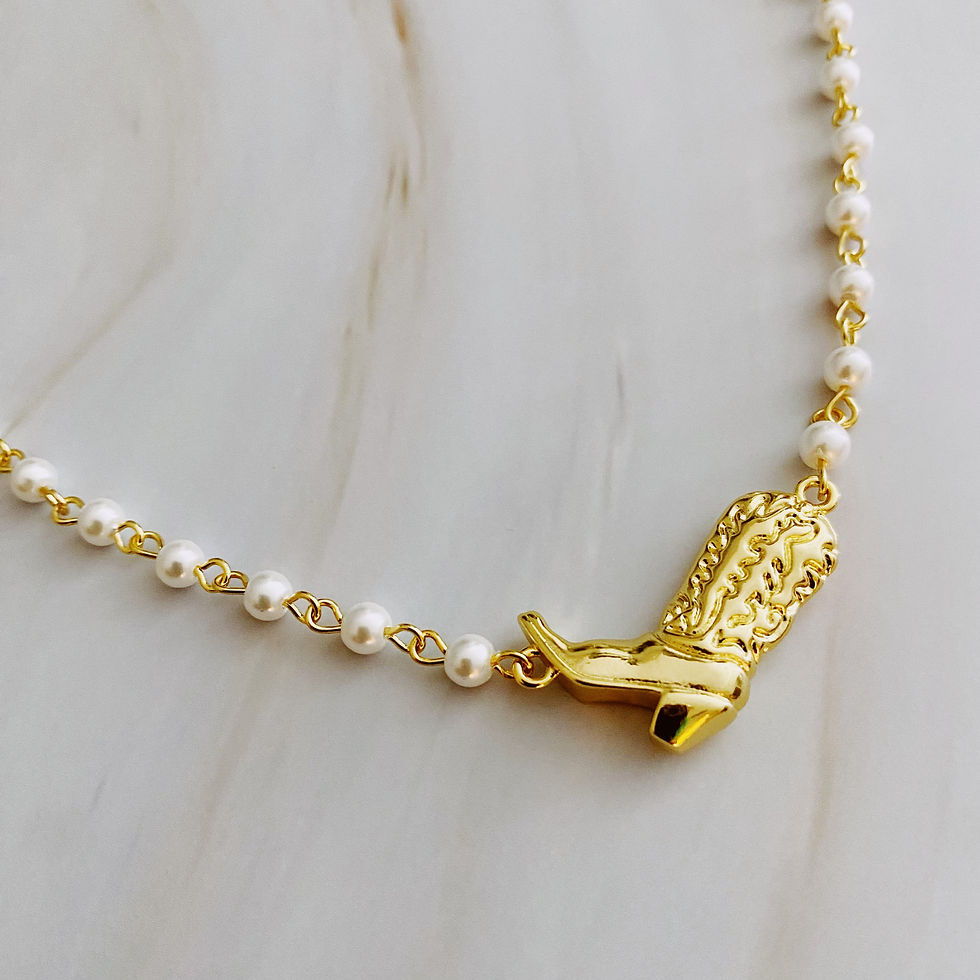 Thumbnail: Cowgirl Boot Pearl Chain Necklace
