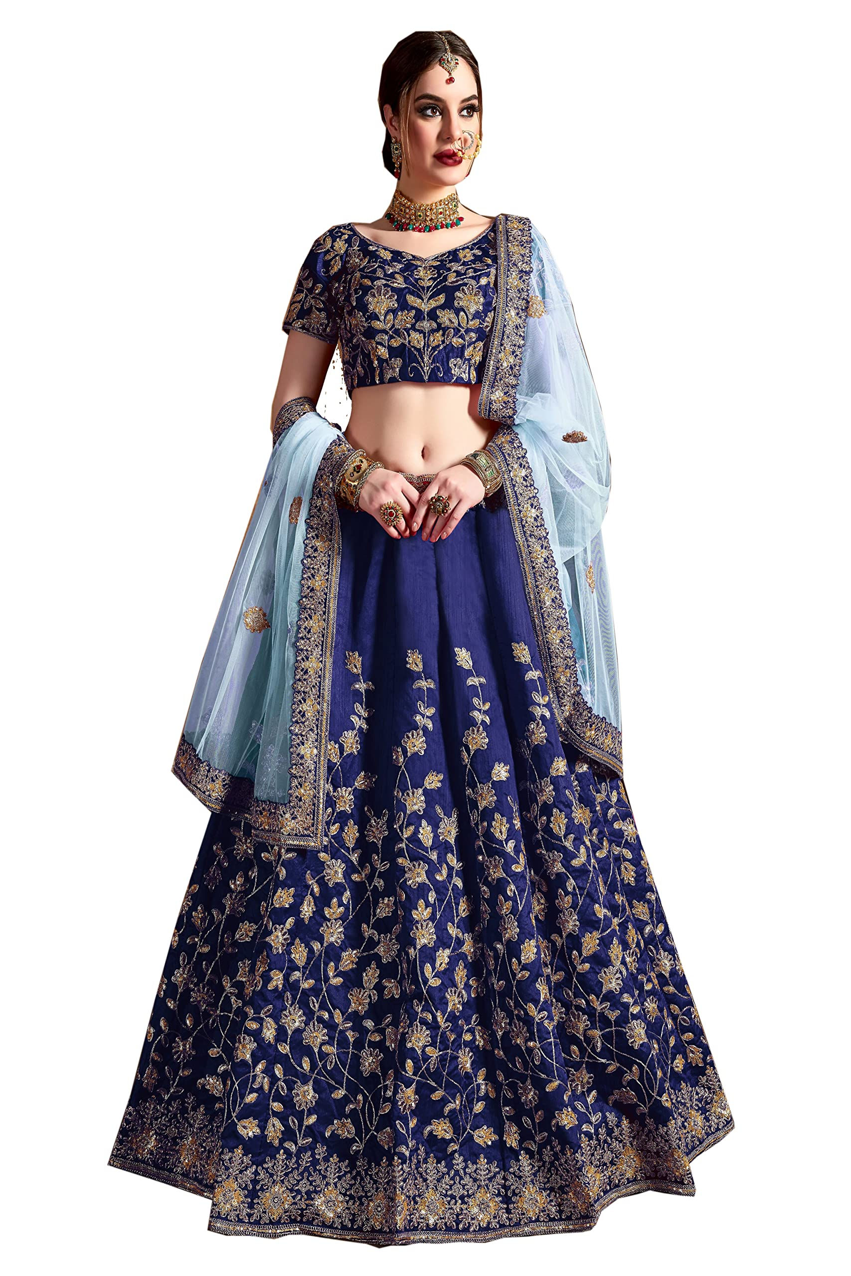 Silk Flared Bridal Lehenga Choli Set