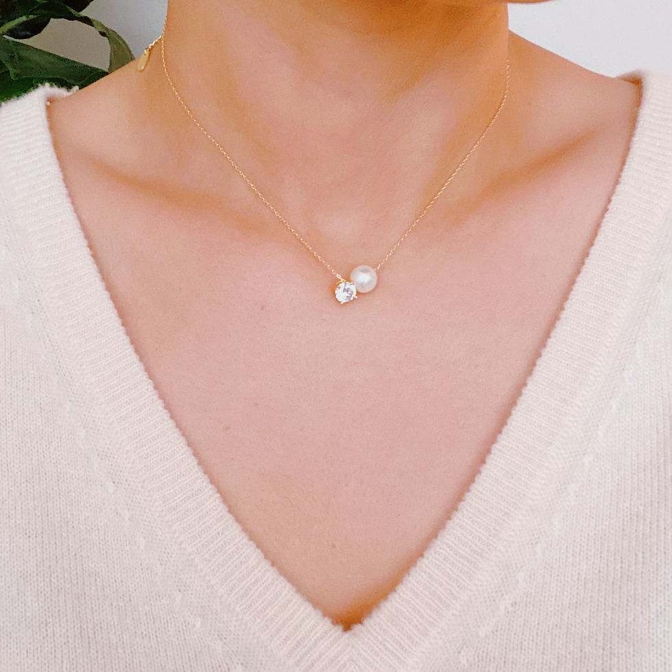 Thumbnail: Women's Single Pearl and Cubic Zirconia Pendant Necklace