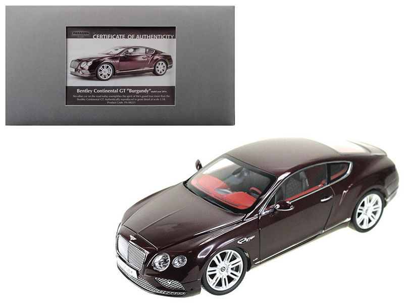Paragon 2016 Bentley Continental GT LHD Burgundy 1/18 Diecast Model Car