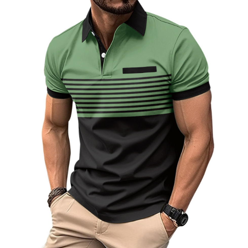 Thumbnail: Mens Casual Stripe Short Sleeve Polo Shirt