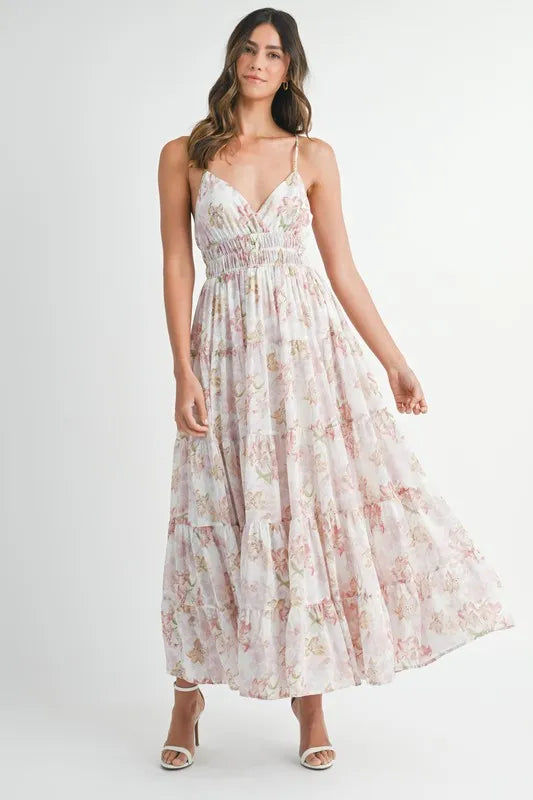 Thumbnail: MABLE Floral Print Tiered Cami Maxi Dress