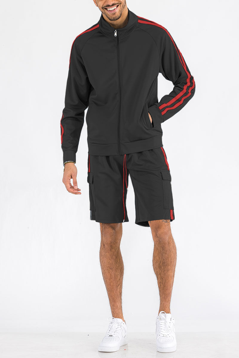 TWO STRIPE CARGO SHORT SET