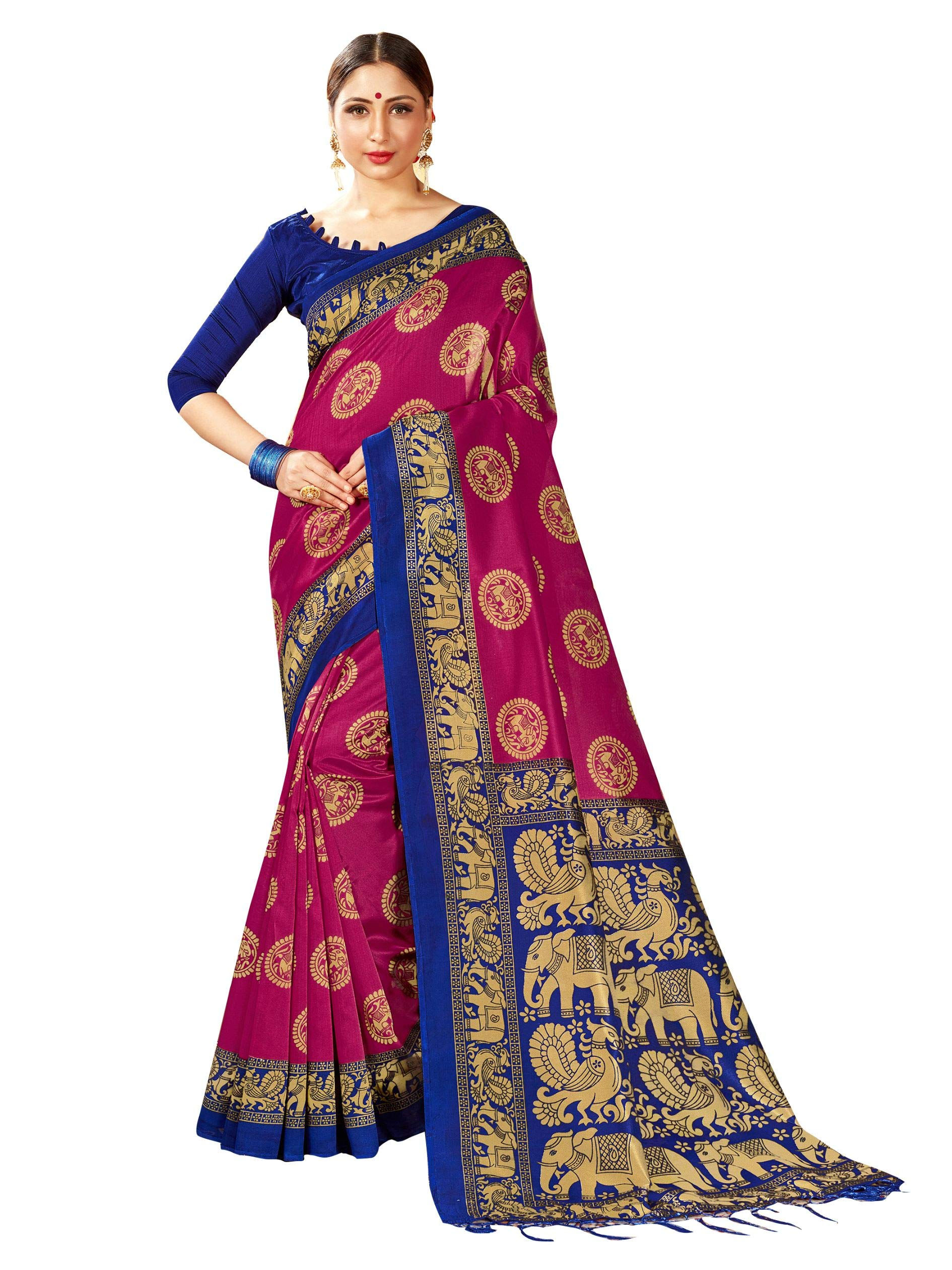 Mysore Silk Printed Saree & Blouse Set