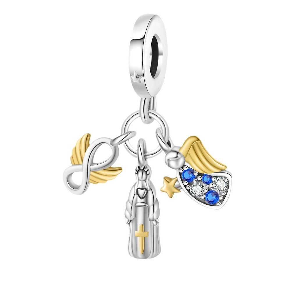 Thumbnail: Silver-Plated White Copper Virgin Mary Religious Pendant