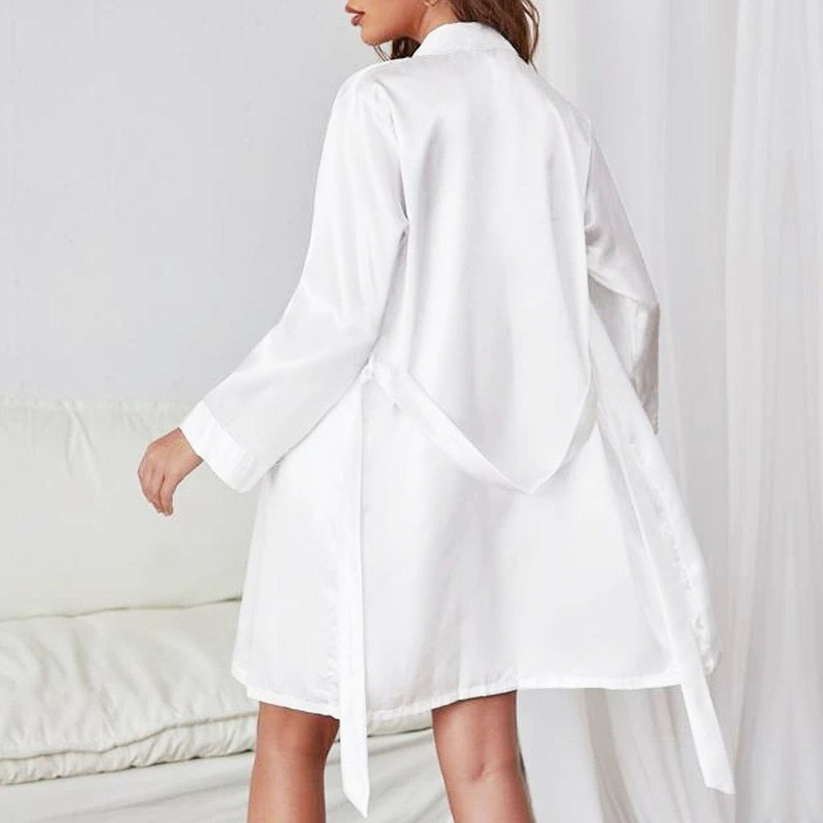MUNSIEUR Belted Robe - Plunging Neckline Loungewear for Women