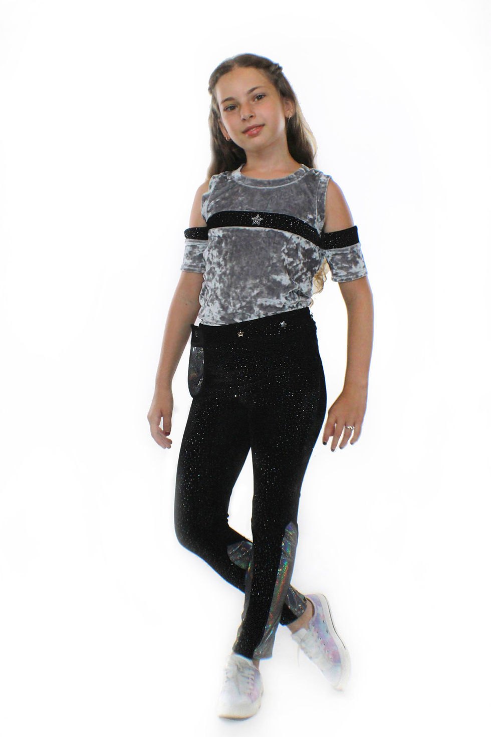 Thumbnail: Ori Pants, with Pocketwist™. Glitter stretch velvet with sleek design.