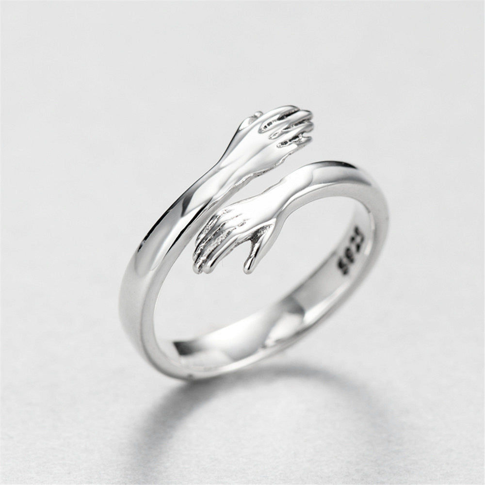 Hugging Hands Couple's Ring, Fresh and Versatile Love Ring