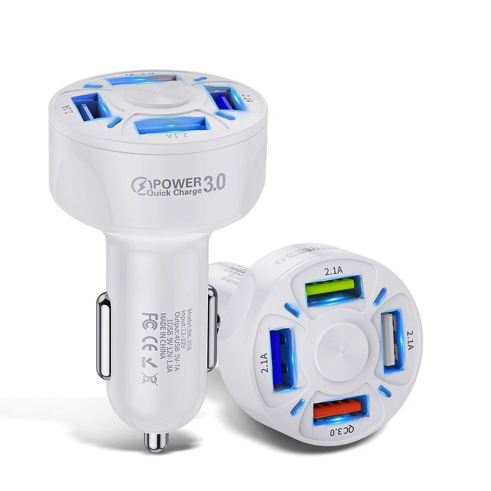 Thumbnail: 2 PACK PBG LED 4 Port Rapid Car Charger - Charges 4 Devices at once!