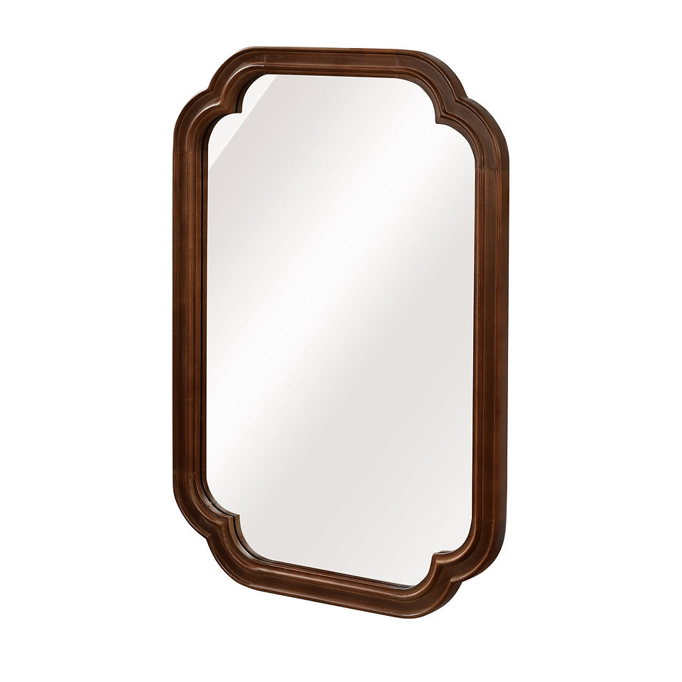 Thumbnail: Solid Wood Frame Rounded Corner Decorative Mirror, For Bedroom,