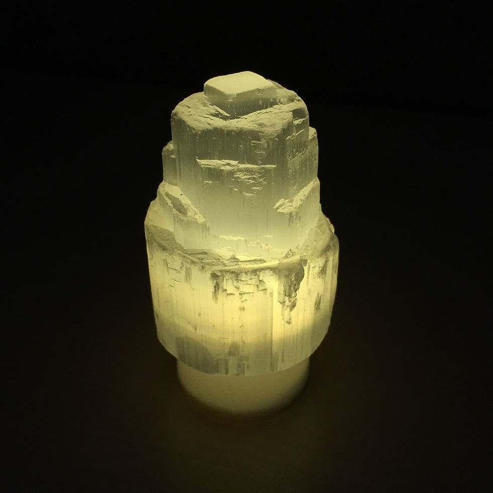 Thumbnail: Mini Selenite Skyscraper Crystal Lamp With LED Tealight