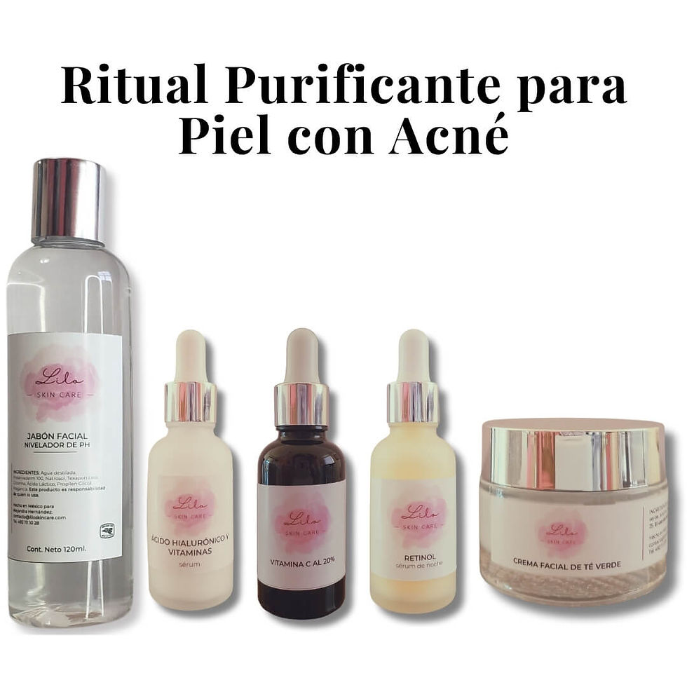 Productos del Ritual Purificante para Piel con Acné de Lilo Skincare para combatir y prevenir el acné.