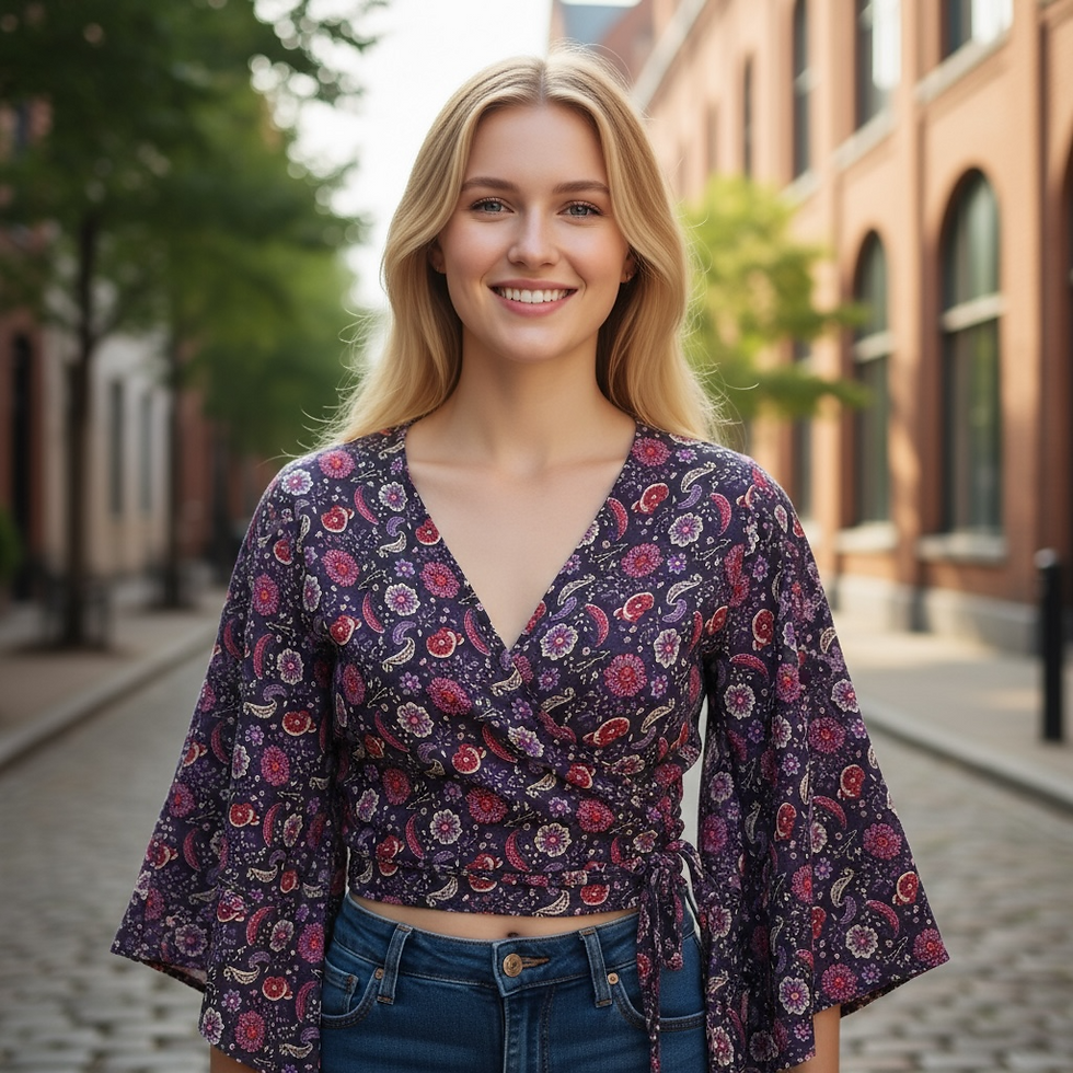 Thumbnail: Kimono Sleeve Wrap Top Evelyn