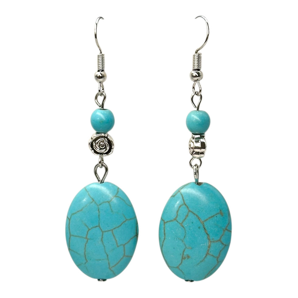 Thumbnail: Silver Oval with Small Flower Drop Earring