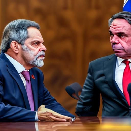 Imagem personalizada e exclusiva do presidente Lula discutindo com o ex-presidente Bolsonaro sobre o futuro do Brasil
