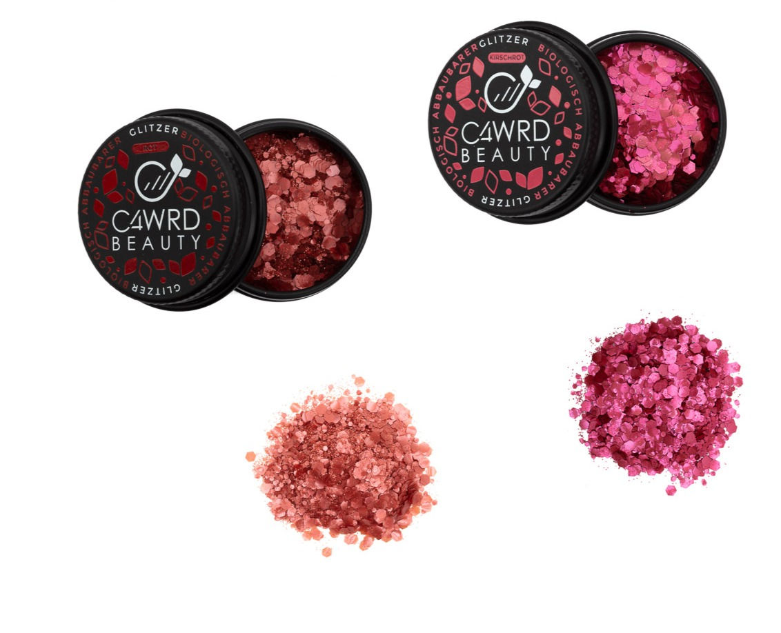 Biologisch abbaubarer Glitzer 2 Set: Rot und Kirschrot