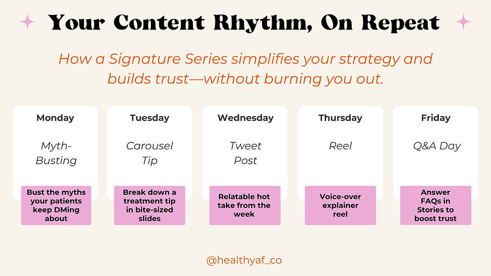 weekly schedule of building a signature series