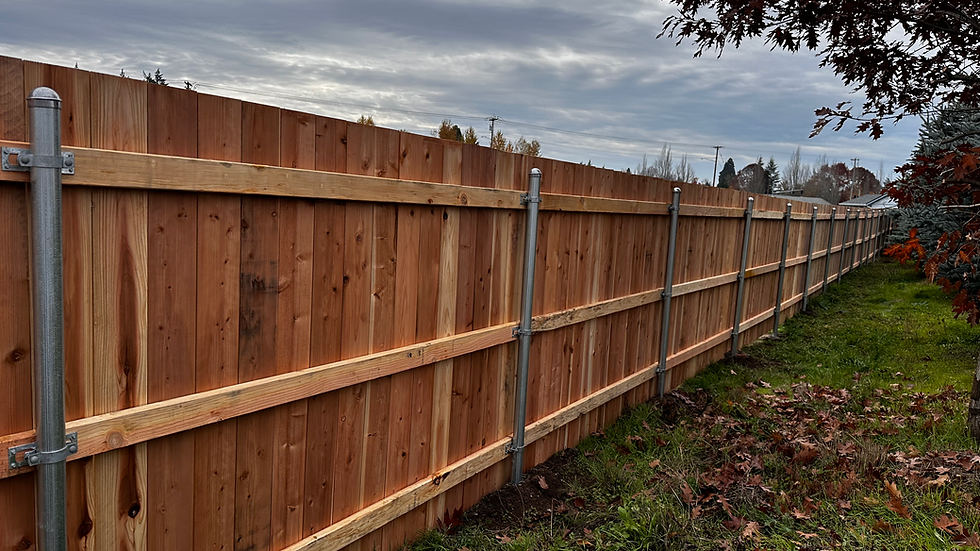 Cedar fence with galvanized fence posts built in Keizer, Oregon