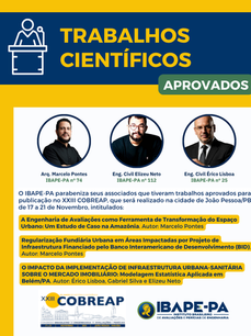 [XXIII COBREAP]: IBAPE-PA parabeniza associados que tiveram artigos aceitos para publicação