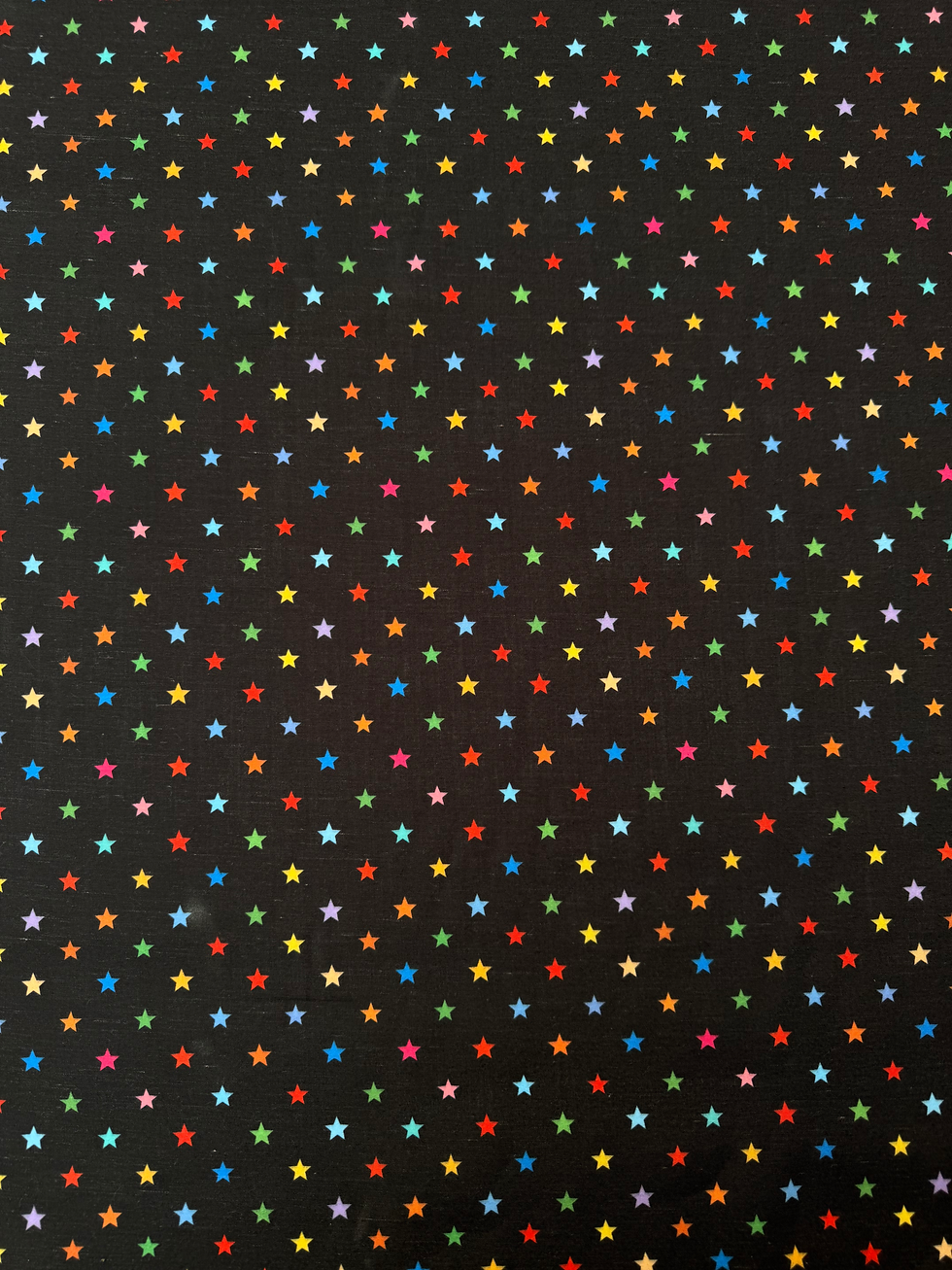 Black Midnight Constellation Polycotton Fabric Wide View