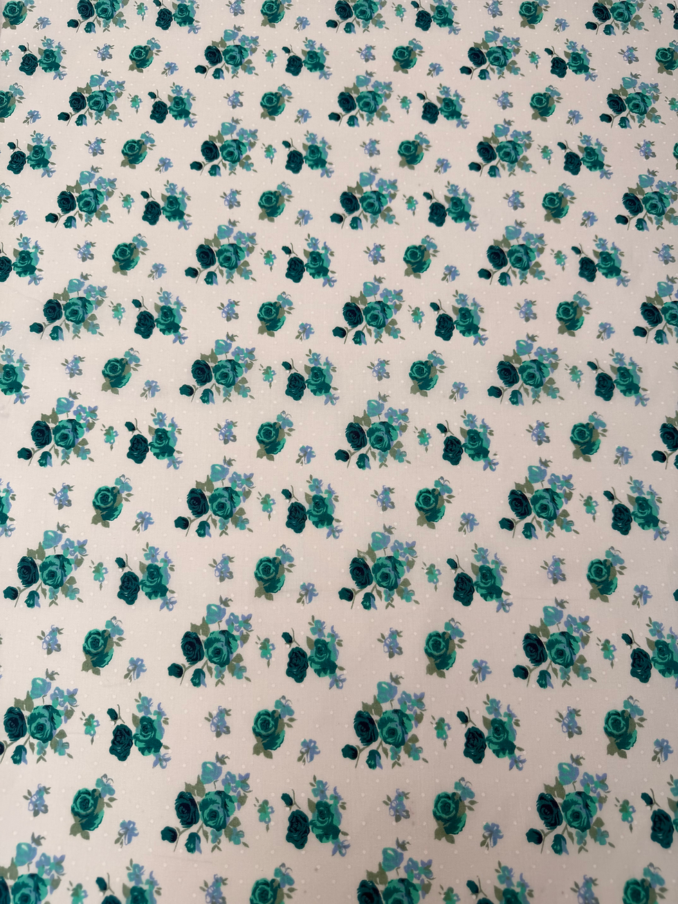 Jade Floral Polycotton Fabric Wide View