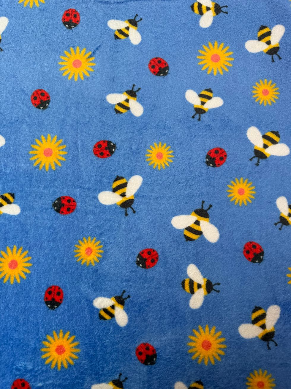 Buzz Met Spot Blue Cuddle Fleece Fabric Wide View
