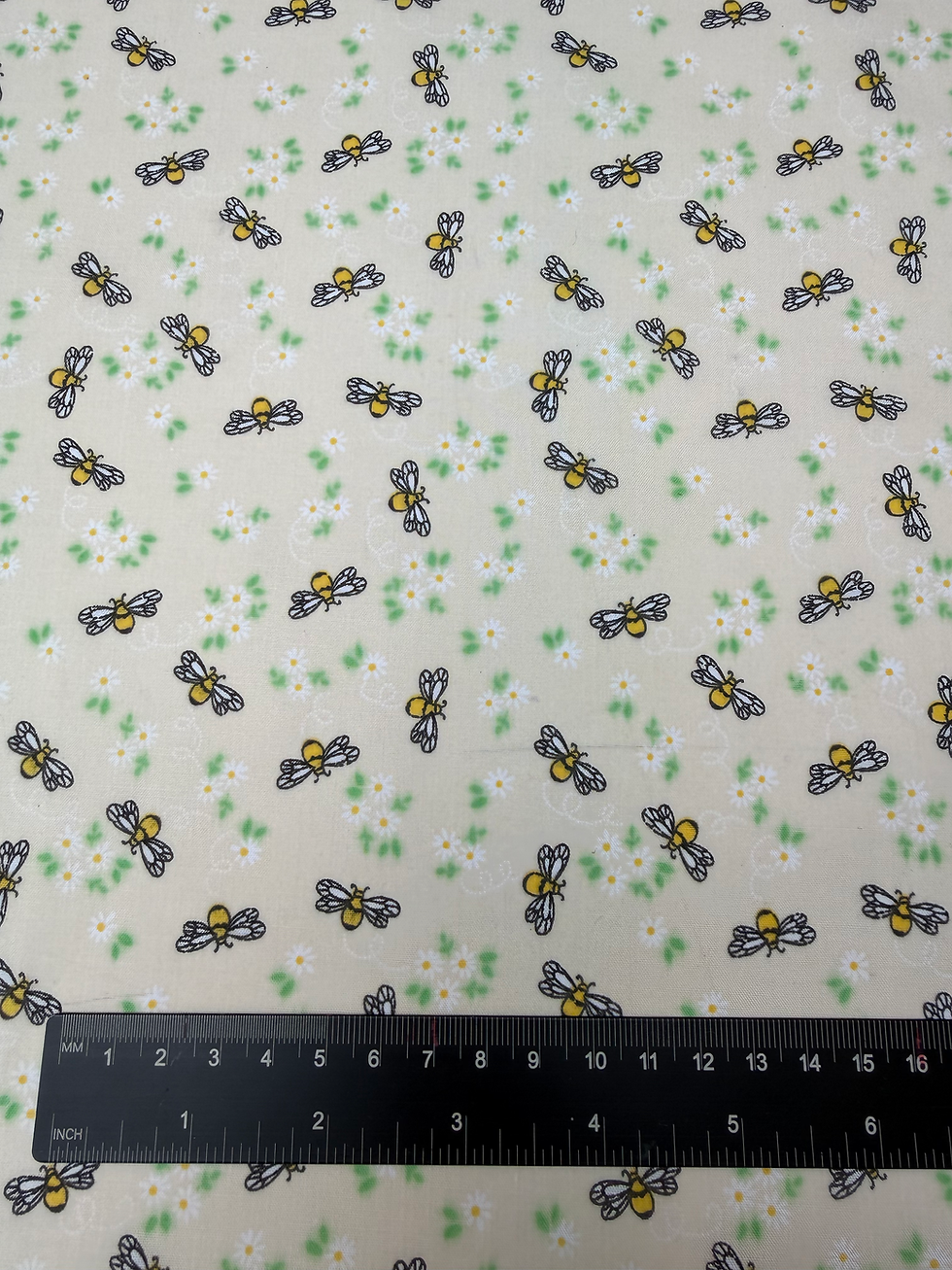Bee - Cream Polycotton Fabric Ruler View