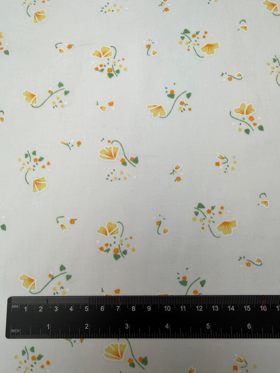 Yellow Floral Polycotton Fabric Ruler View