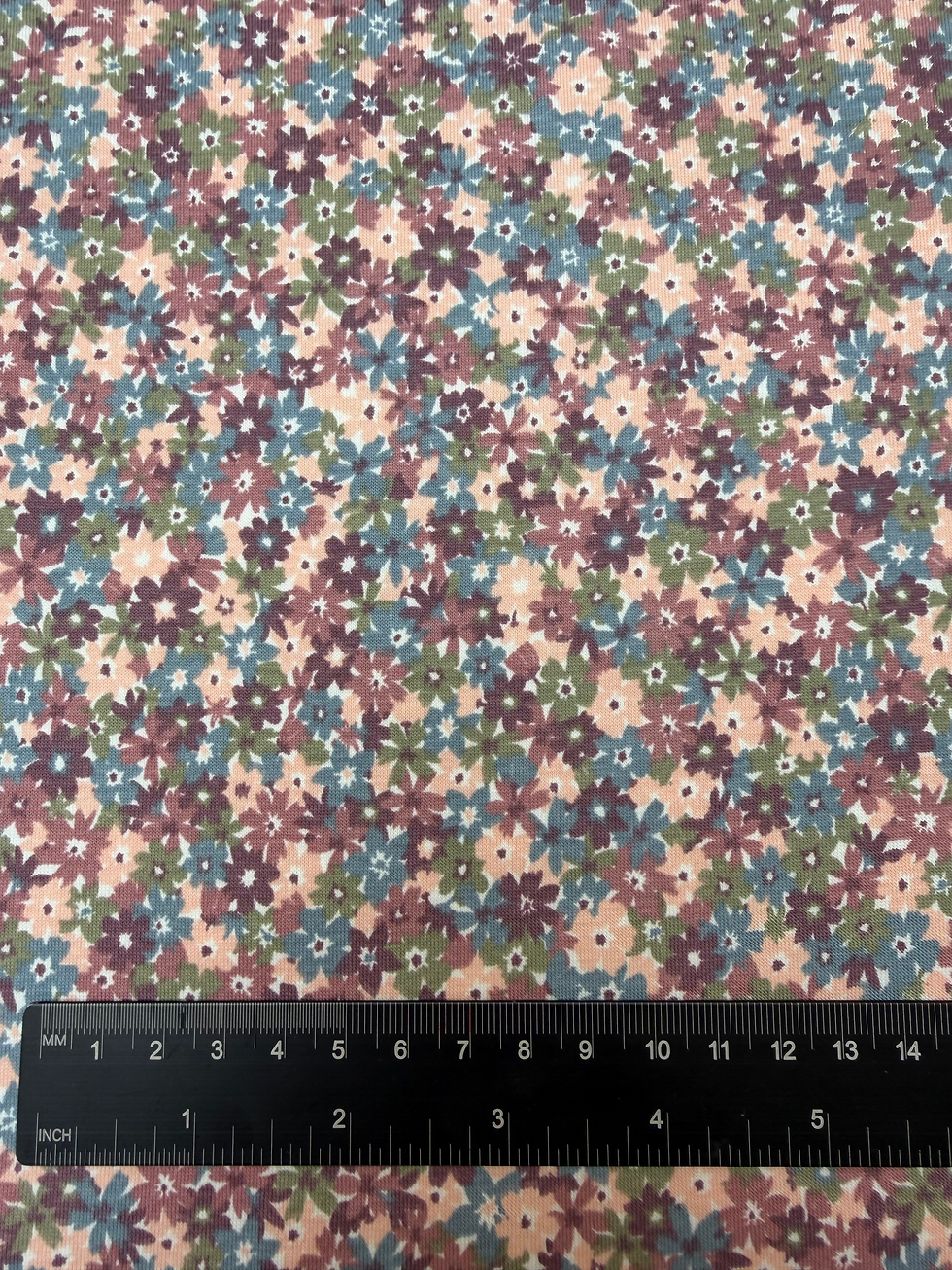 Ditsy Florals Cotton Jersey Fabric Ruler View