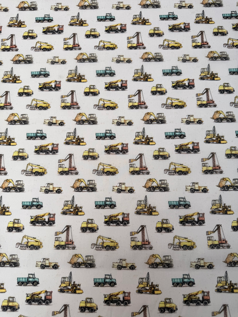 White Trucks Polycotton Fabric Wide View