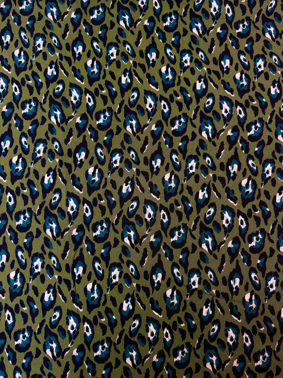 Olive Leopard Viscose Twill Fabric Wide View