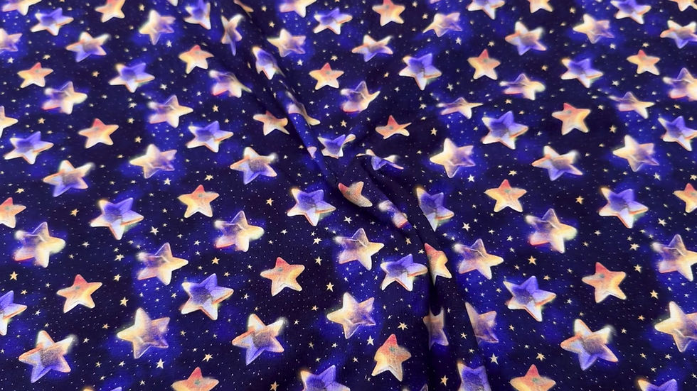 Thumbnail: Navy Stars Cotton Jersey Fabric Swirl Video
