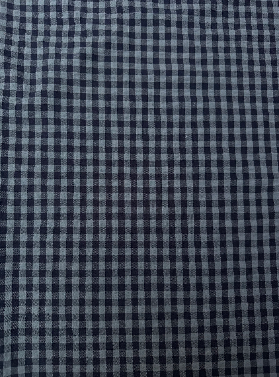 1/4 Navy Blue Gingham Cotton Seersucker Fabric Wide View