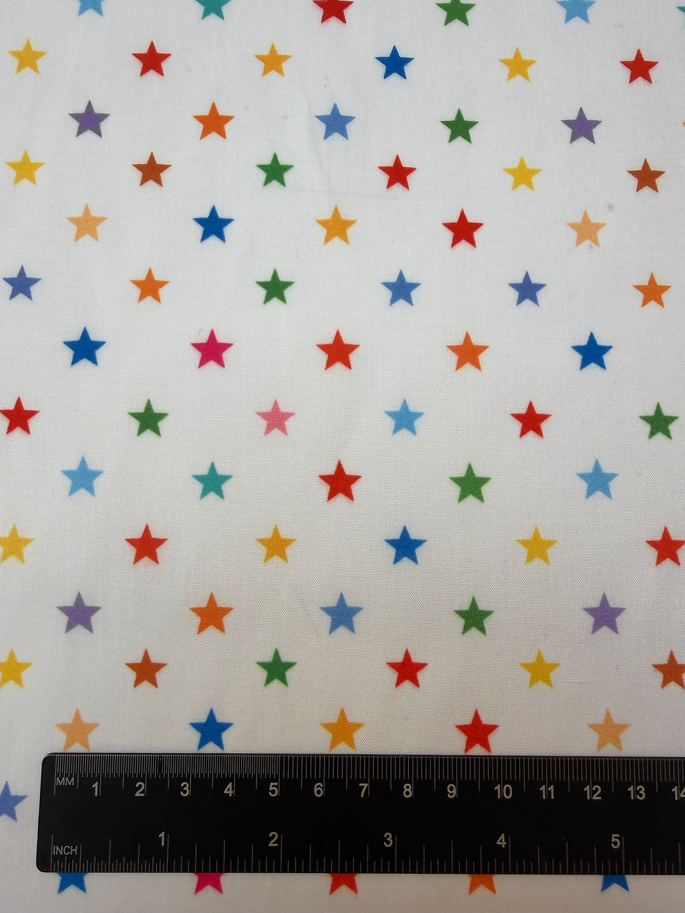 White Midnight Constellation Polycotton Fabric Ruler View
