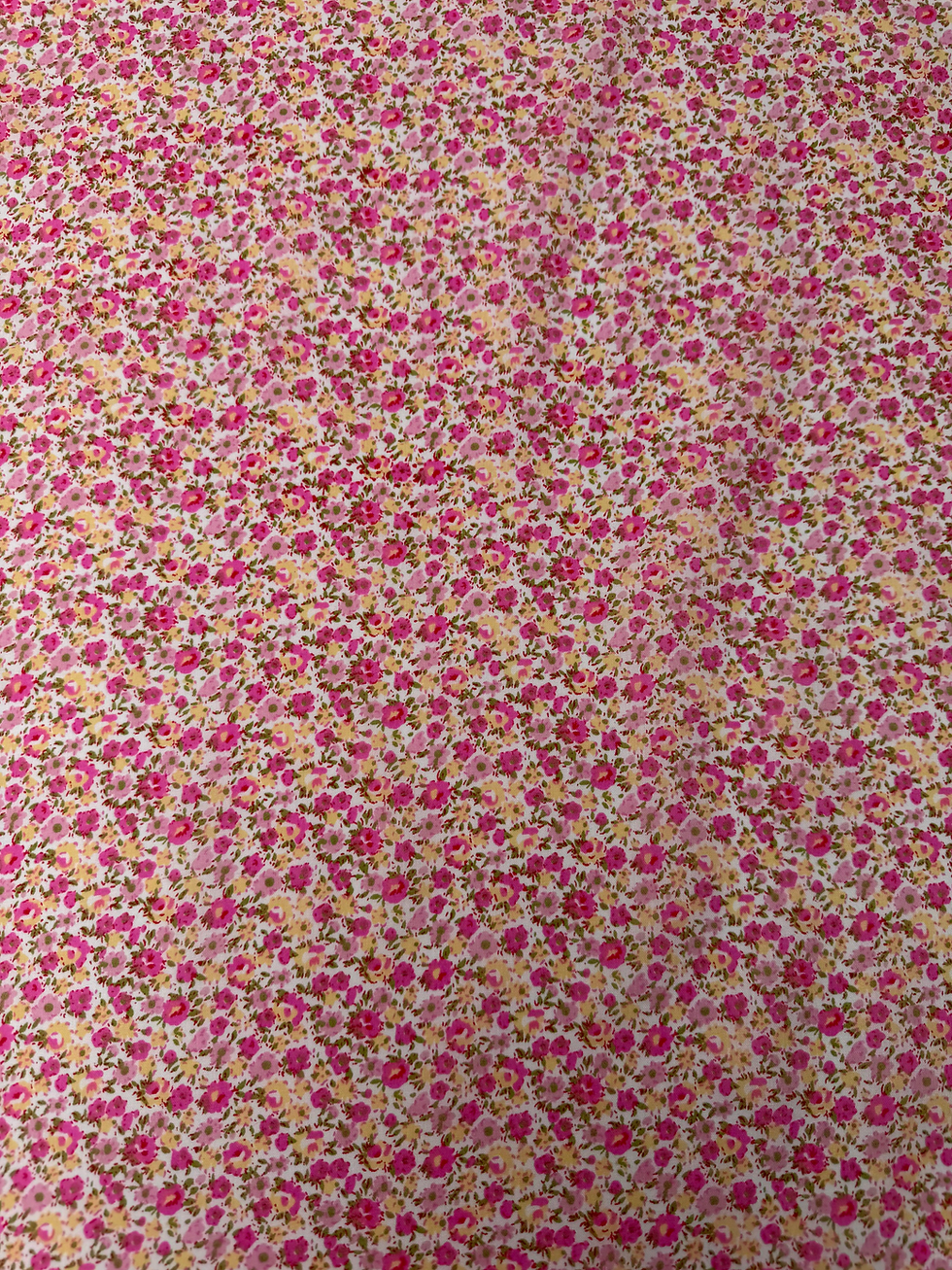 Pink Blossom Floral Polycotton Fabric Wide View