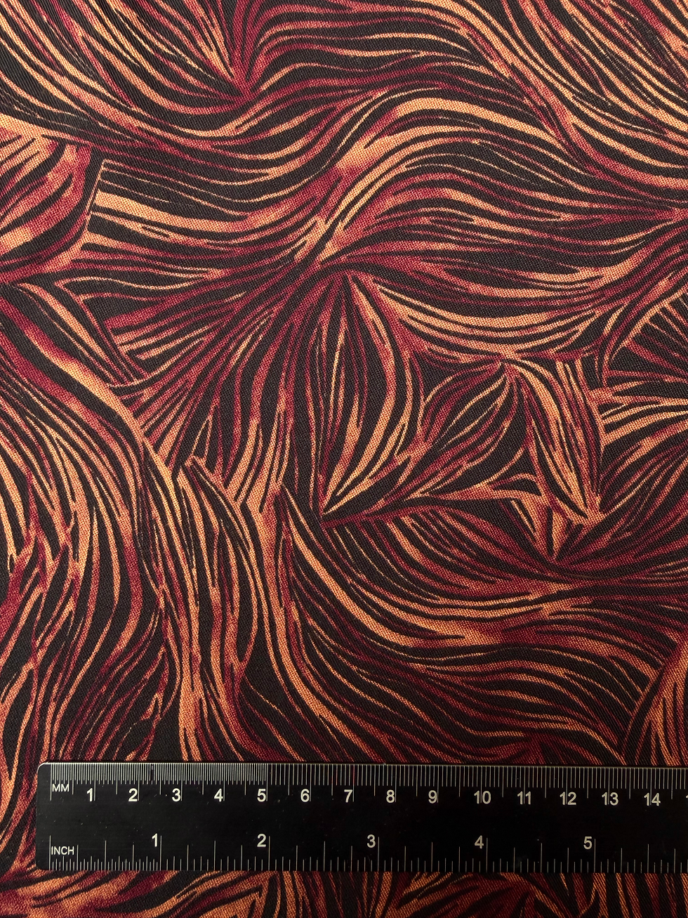Wine Abstract Swirl Viscose Twill Fabric Ruler View