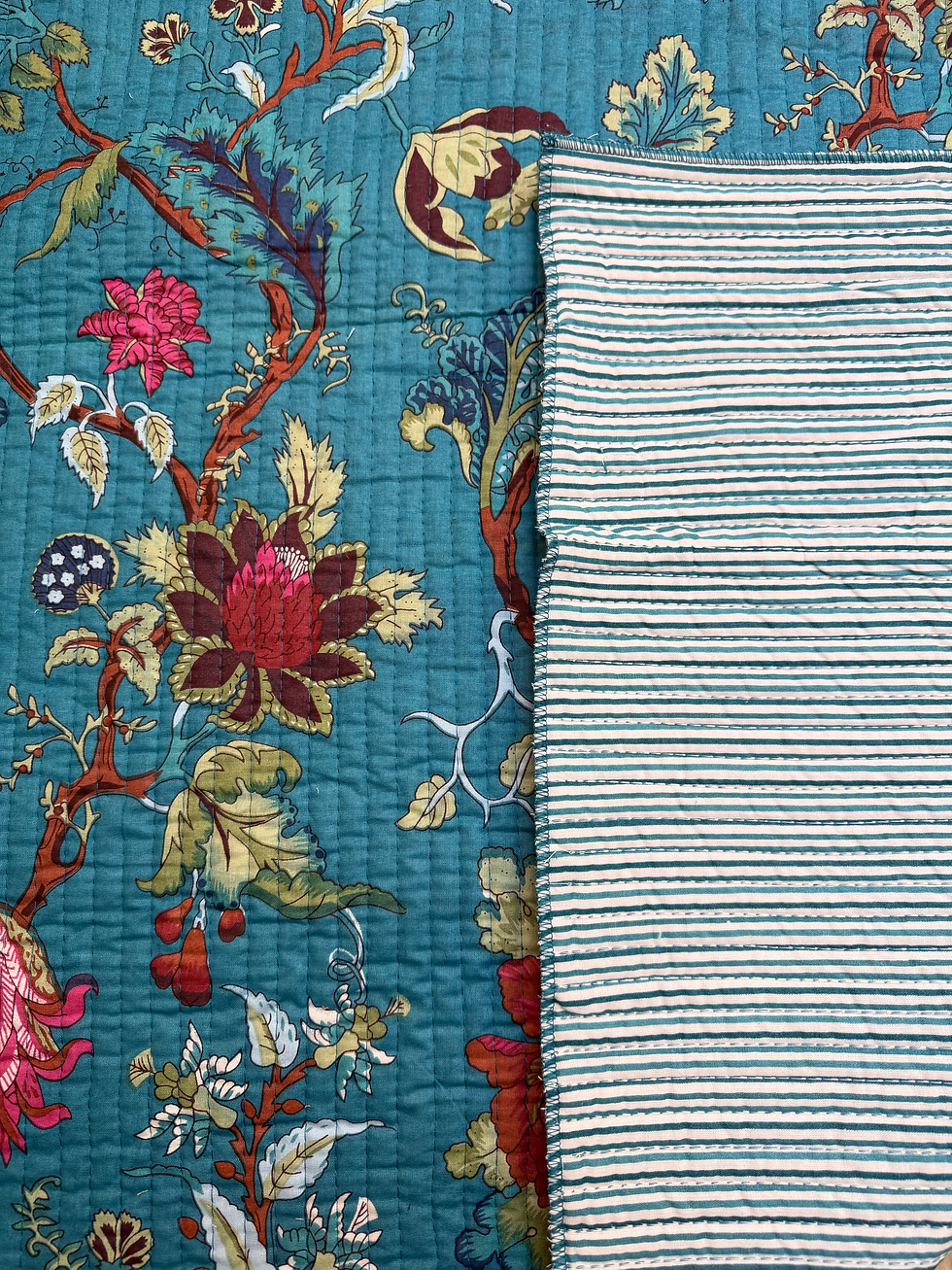 Thumbnail: Gange Macelasse Quilted Cotton Fabric Wide View Both Sides