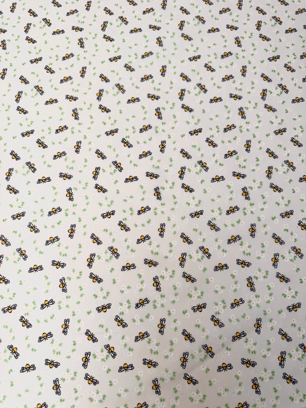 Bee - Cream Polycotton Fabric Wide View
