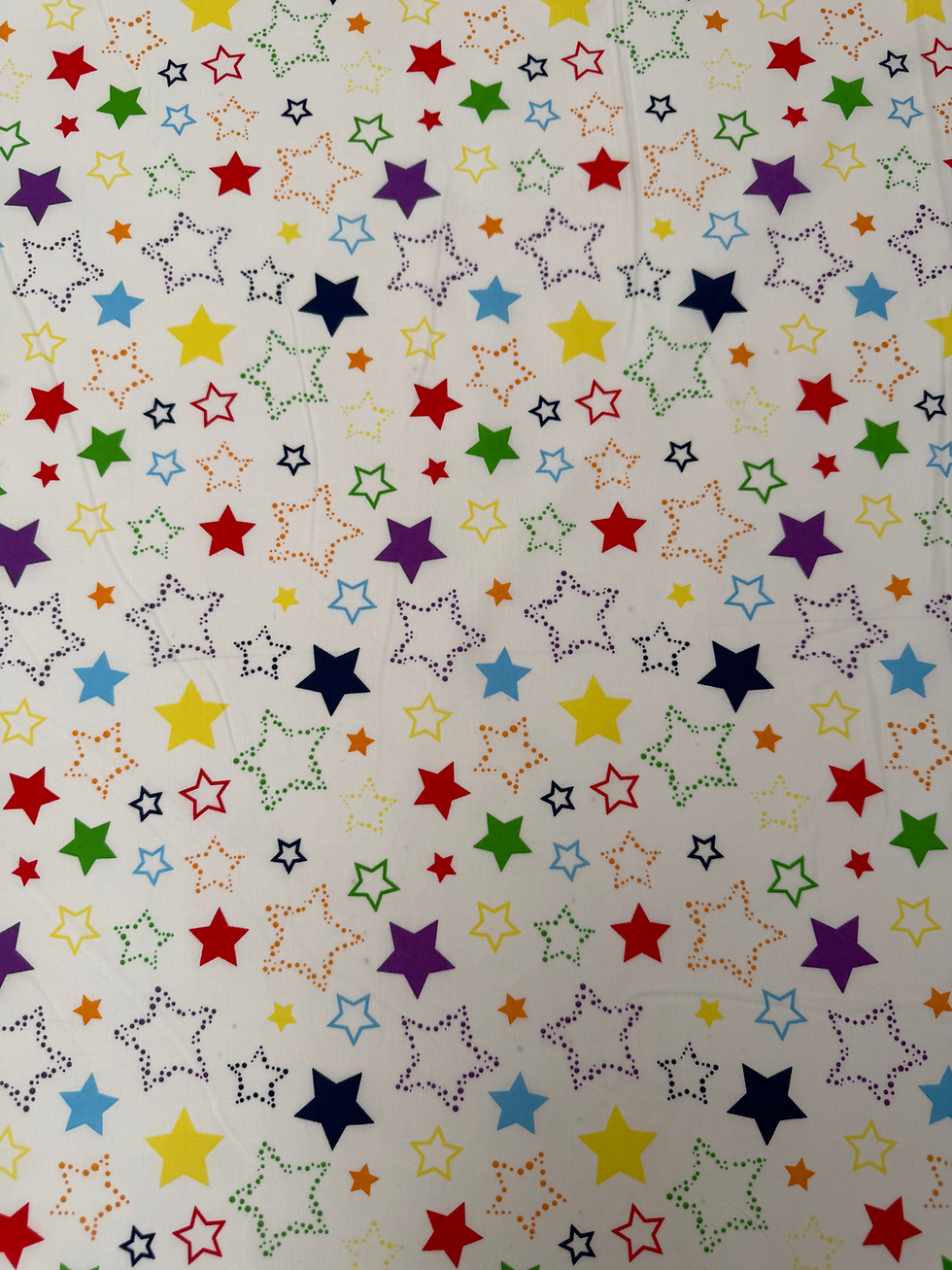 Multi Coloured Stars Polycotton Fabric Wide View