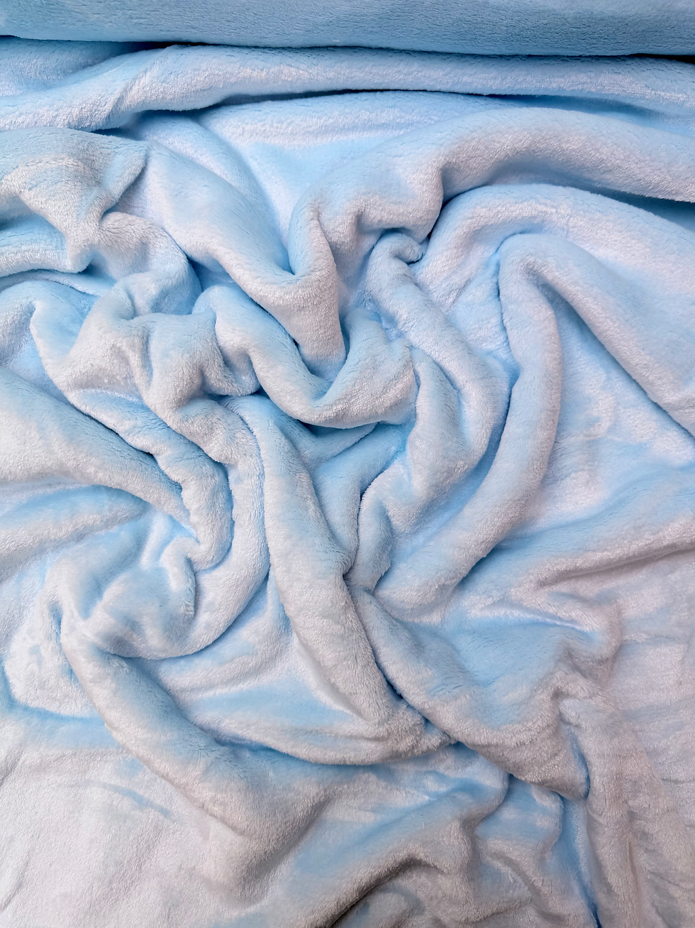 Plain Blue Cuddle Fleece Fabric Crinkled