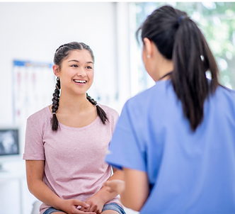 family doctor with teenaged patient
