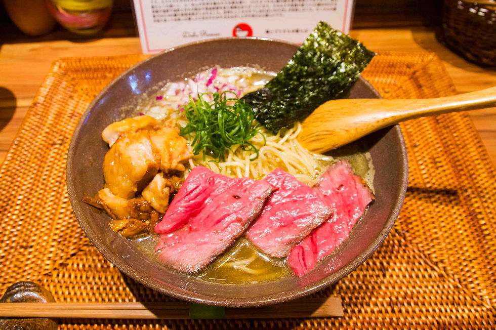 Roast Beef Slices.- not your typical topping in ramen
